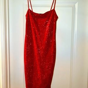 Sparky red mini dress